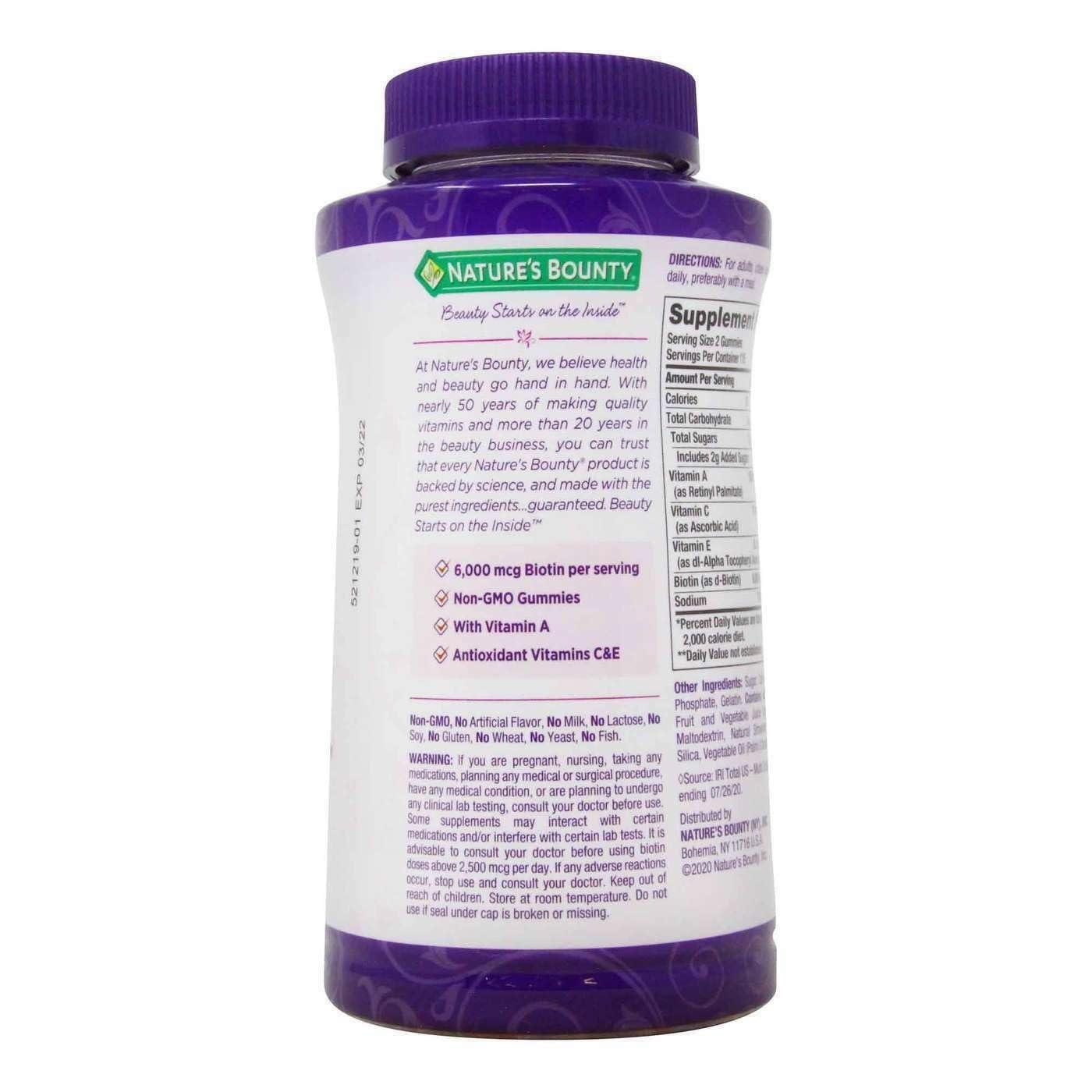 Nature\'s Bounty Nature\'s Bounty Hair, Skin & Nails Rapid Gummies, Argan-Infused Vitamin Supplement with Biotin , Supports Hair, Skin, and Nail Health for Women, 230 Count