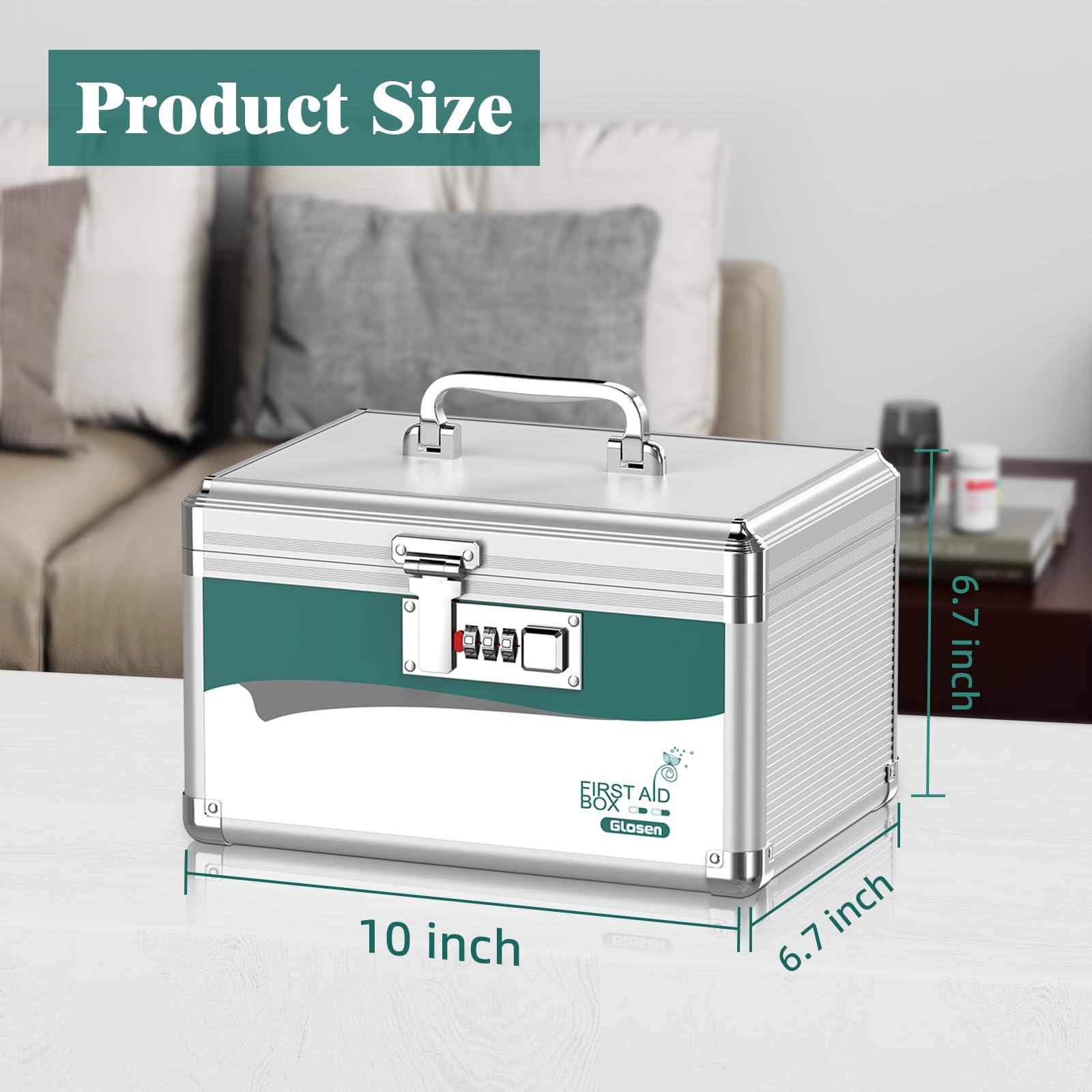 Glosen Glosen Medicine Lock Box with Combination Lock, Medication lock boxSmall 10x6.7x6.7 Inch medicine safe lock box,medical box organizer