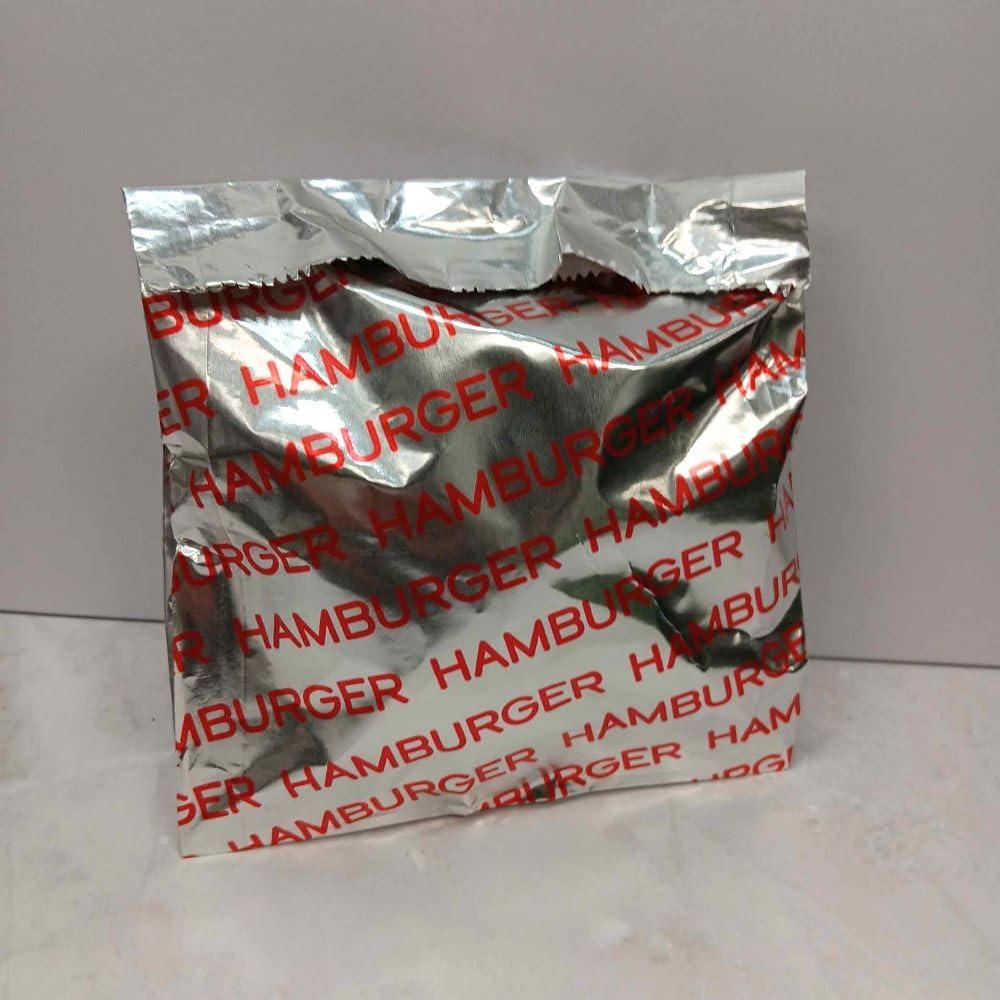 Oasis Supply Large Foil Hamburger/Sandwich Bags - Grease Resistant, Keeps them Hot -Words in Red say - "Hamburger" 100 Count