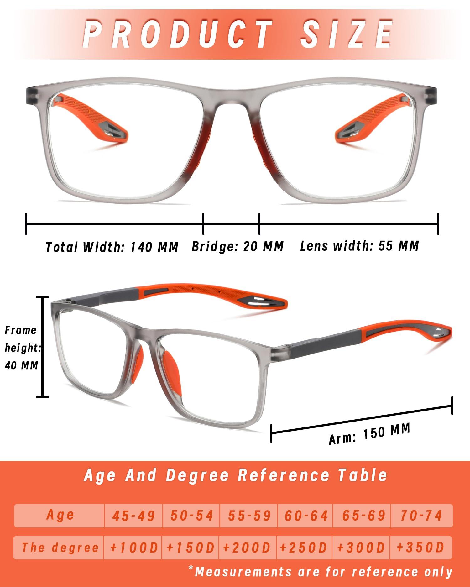 Hubeye Hubeye 5 Pairs TR90 Sports Reading Glasses for Men and Women Ultralight Flexible Anti-Blue Light Readers +1.5