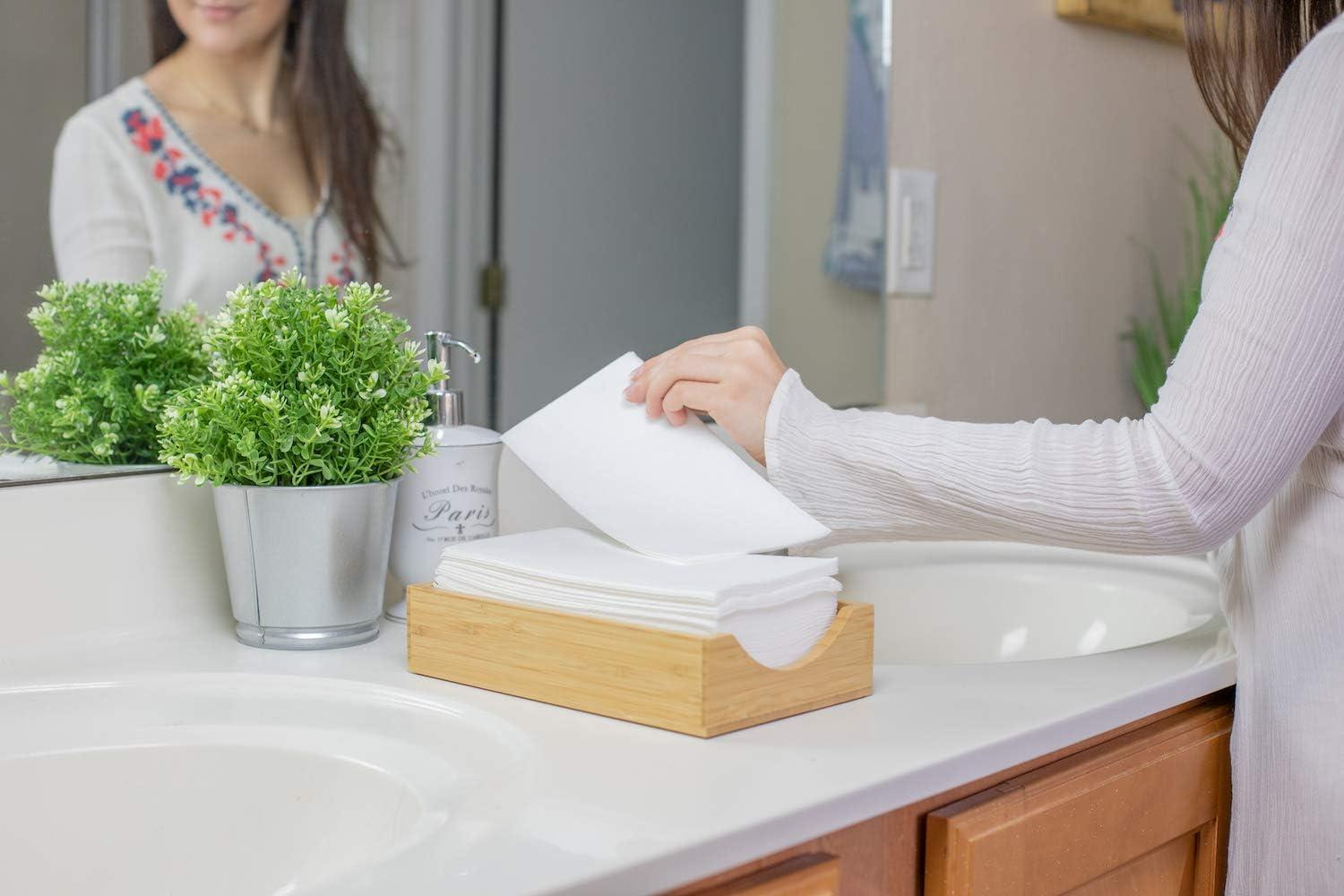 shawberri 400 Paper Towels Cloth-Like Hand Tissue Paper Napkins, Disposable Hand Towels for Bathroom Guests, Disposable Face Towel for Guest, Washcloths or Dinner Napkin, Made in USA, White