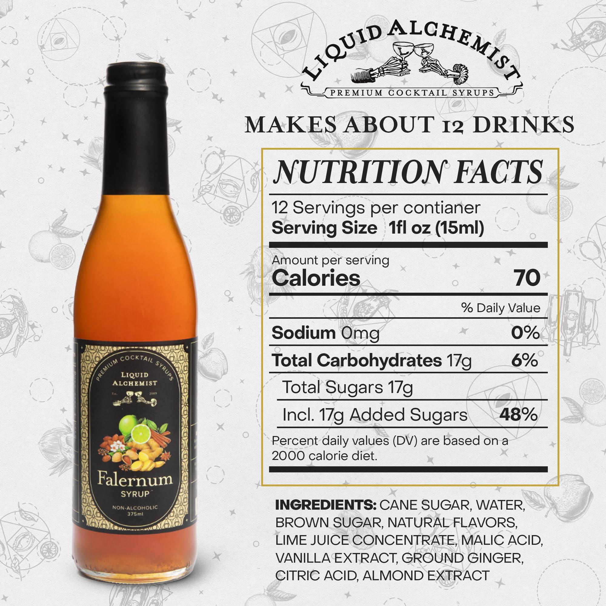 Liquid Alchemist Liquid Alchemist Falernum Syrup for Cocktails - Real Ingredients Make our Falernum Cocktail Syrup a Great Mixer for any Tiki Cocktail - Our Mixer is Non-GMO Gluten Free & Vegan (12 oz)