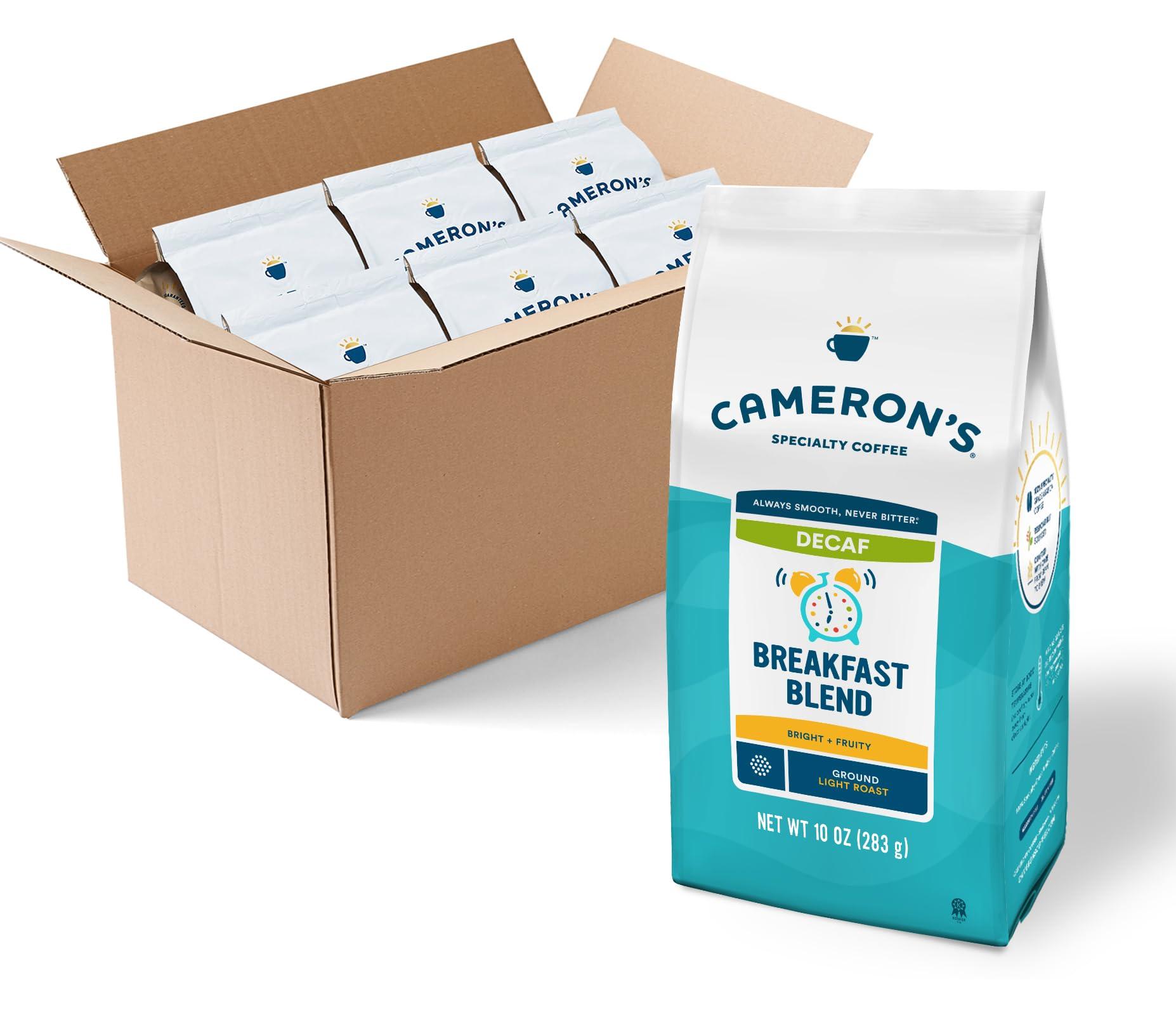 Camerons Coffee Cameron\'s Coffee Roasted Ground Coffee Bag, Decaf Breakfast Blend, 10 Ounce, Pack of 6