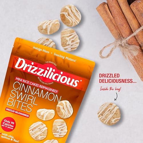 Drizzilicious Drizzilicious Mini Rice Cakes Cinnamon Swirl - Rice Crisps, Healthy Snack for Adults and Kids, Flavored Rice Cakes, Vegan, Gluten Free, Allergen Free, Only 90 Calories Per Serving - 4 oz (Pack of 1)