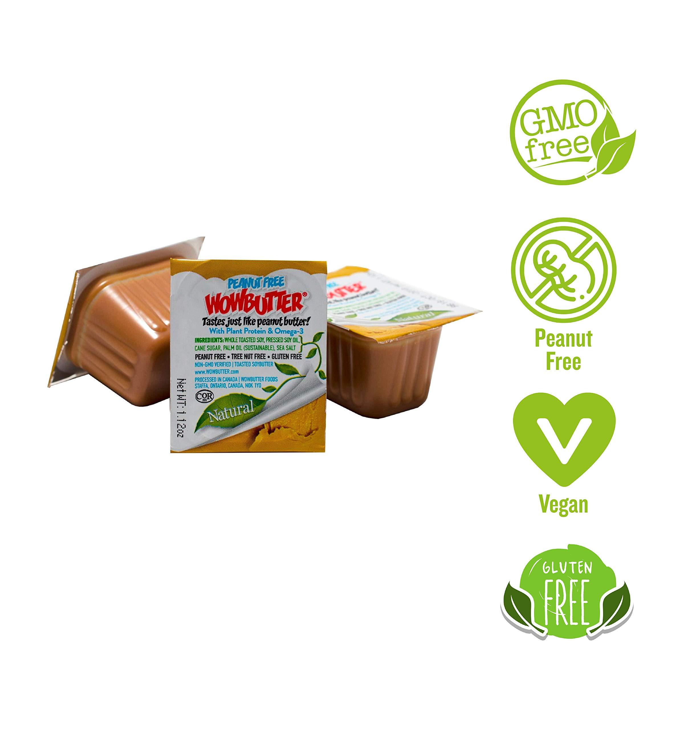 WOWBUTTER WOWBUTTER - Creamy Peanut & Tree Nut Free Spread - 100 Cups - 1.12oz each - Made With Whole Toasted Soy - All Natural Ingredients - Safe for School - Vegan Plant Protein Food - Gluten Free & Non-GMO