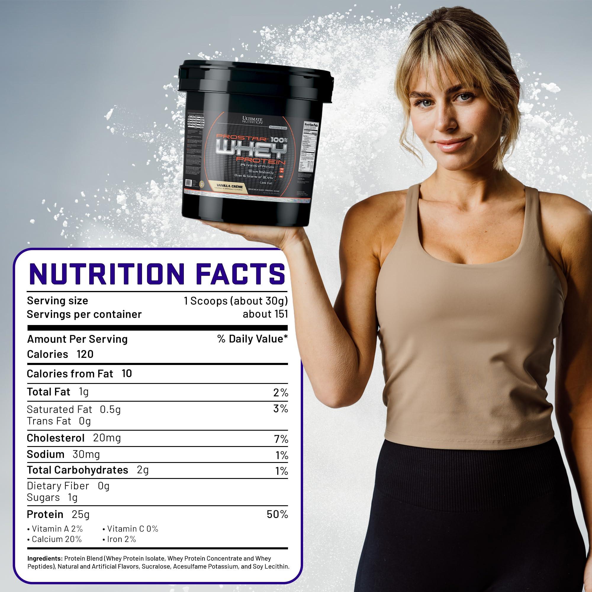 Ultimate Nutrition Ultimate Nutrition Prostar Whey Protein Powder Isolate, Vanilla - Low Carb, High Protein Powder Shake for Muscle Gain & Recovery - Low Sodium, Low-Fat & Keto Friendly - 10 lbs Bucket