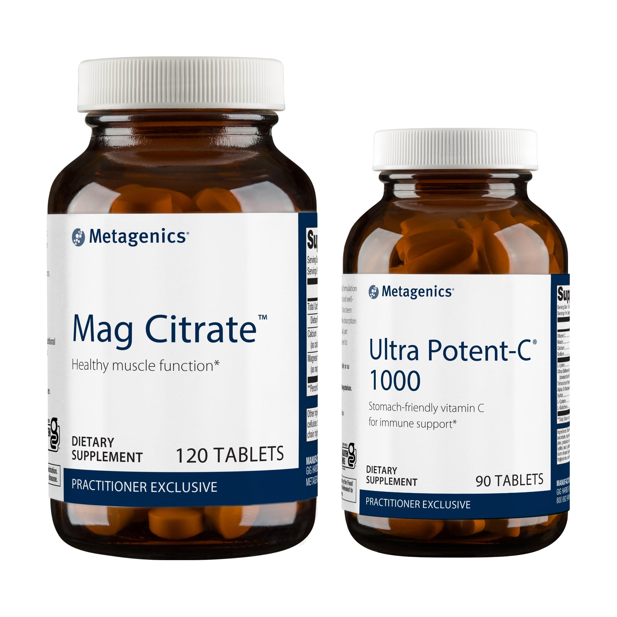 Metagenics Metagenics Bundle - Mag Citrate & Ultra Potent-C 1000-120 Count of Mag Citrate for Muscle & Bone Health Support - 90 Tablets of Ultra Potent-C 1000 for Immune Support