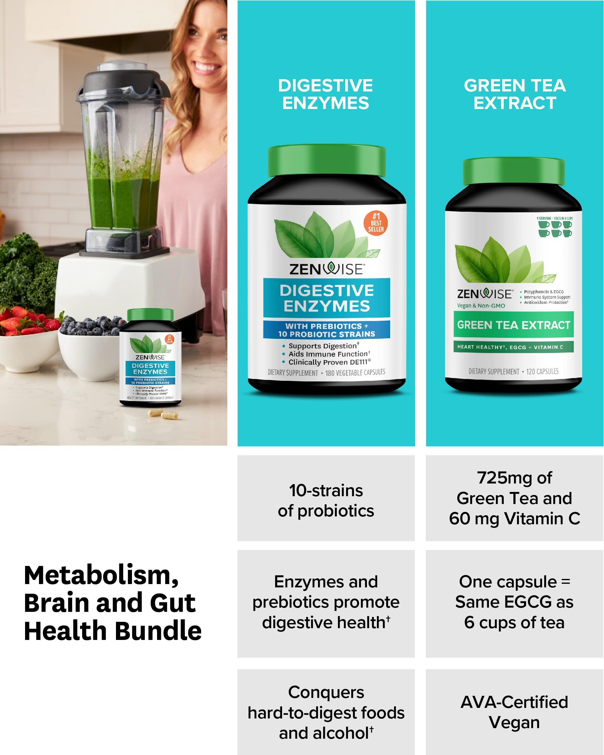 Zenwise Health Zenwise Digestive Enzymes, Green Tea Extract, and Free Travel Tin