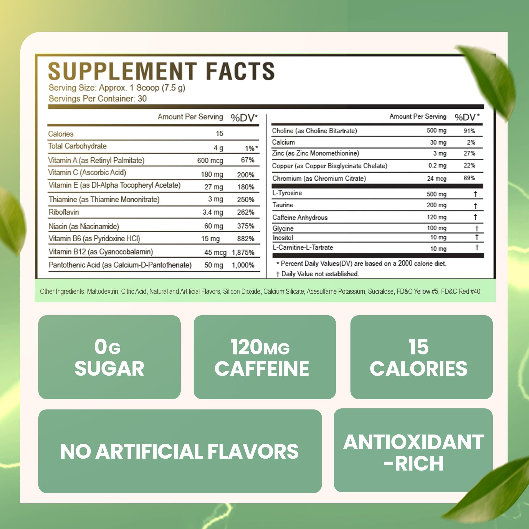 Morning Buzz Energy Drink Powder - Energy Boost Drink Mix - Sugar-Free Energy with Antioxidants - Morning Kickstart and Sports Nutrition Endurance Product - 30 Servings, 8 Ounces (Tropical Fusion)