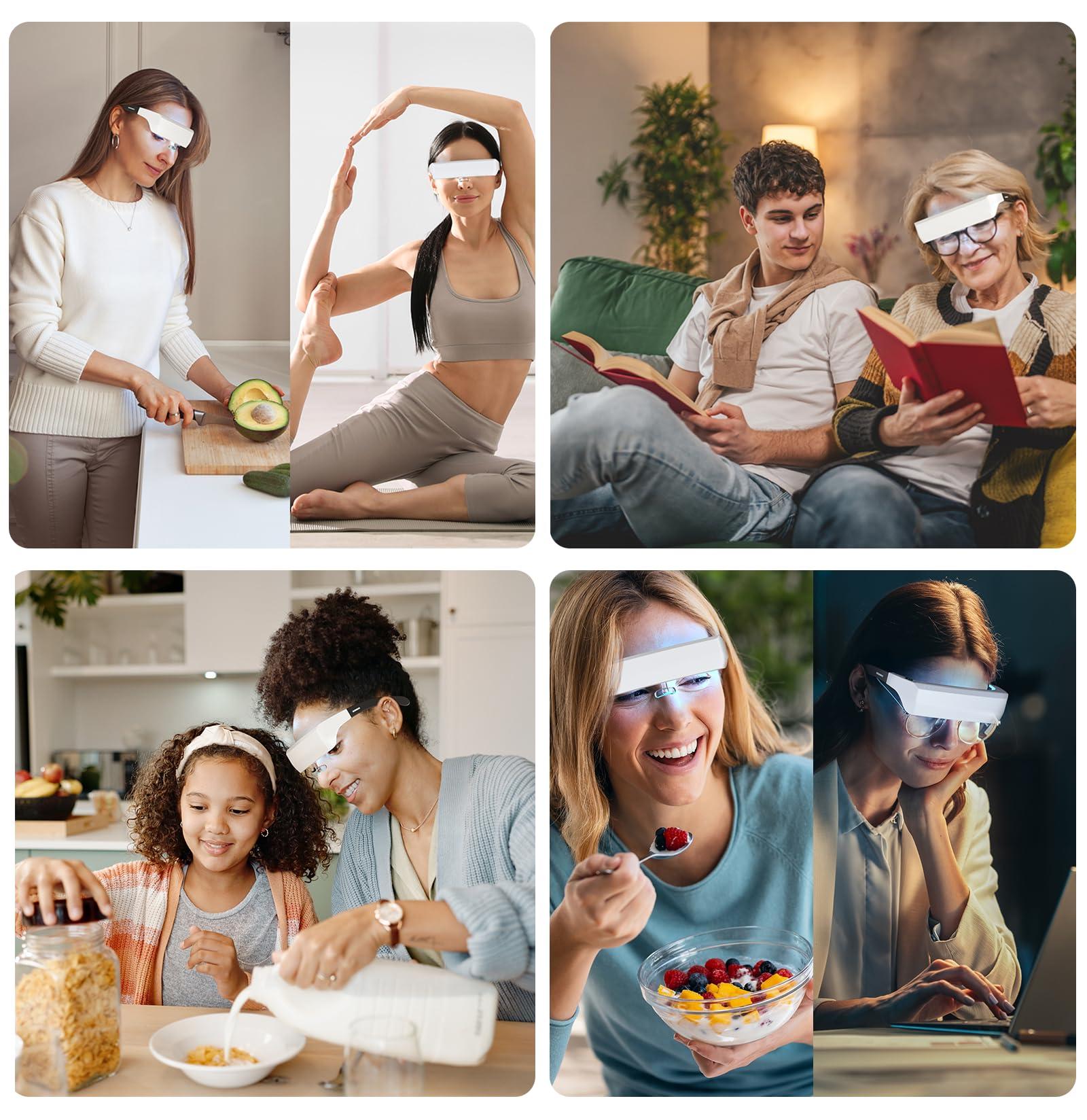 GentleGlow MEINNO Light Therapy Glasses, Blue-White UV-Free Light Therapy Lamp, Portable Daylight Lamp, Wearable Sunlight Lamp, Boost Energy, Relief for Sleep Problems, Jet Lag, Equivalent to 10000 Lux