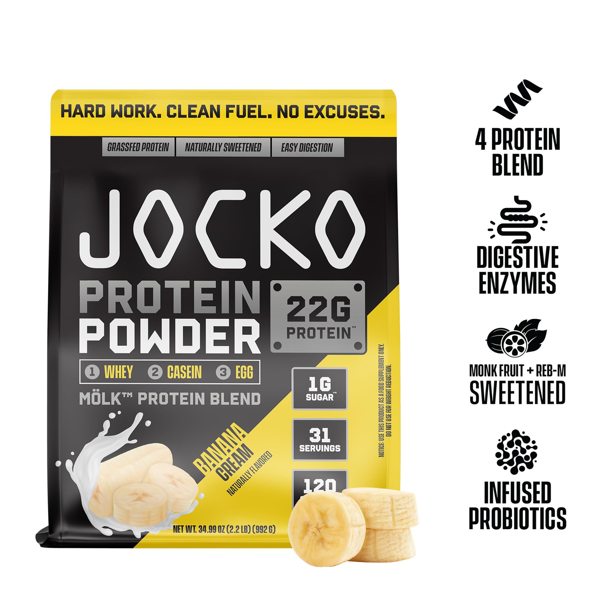 Jocko Fuel Jocko Mlk Whey Protein Powder 22g Low Sugar Monk Fruit Blend - Muscle Recovery & Growth, Packaging May Vary (31 Servings, Banana Cream)