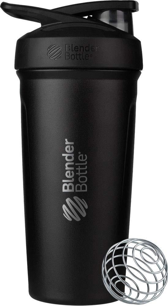 BlenderBottle BlenderBottle 24-Ounce Stainless Steel Shaker Cups with Wire Whisk, Plum and Black