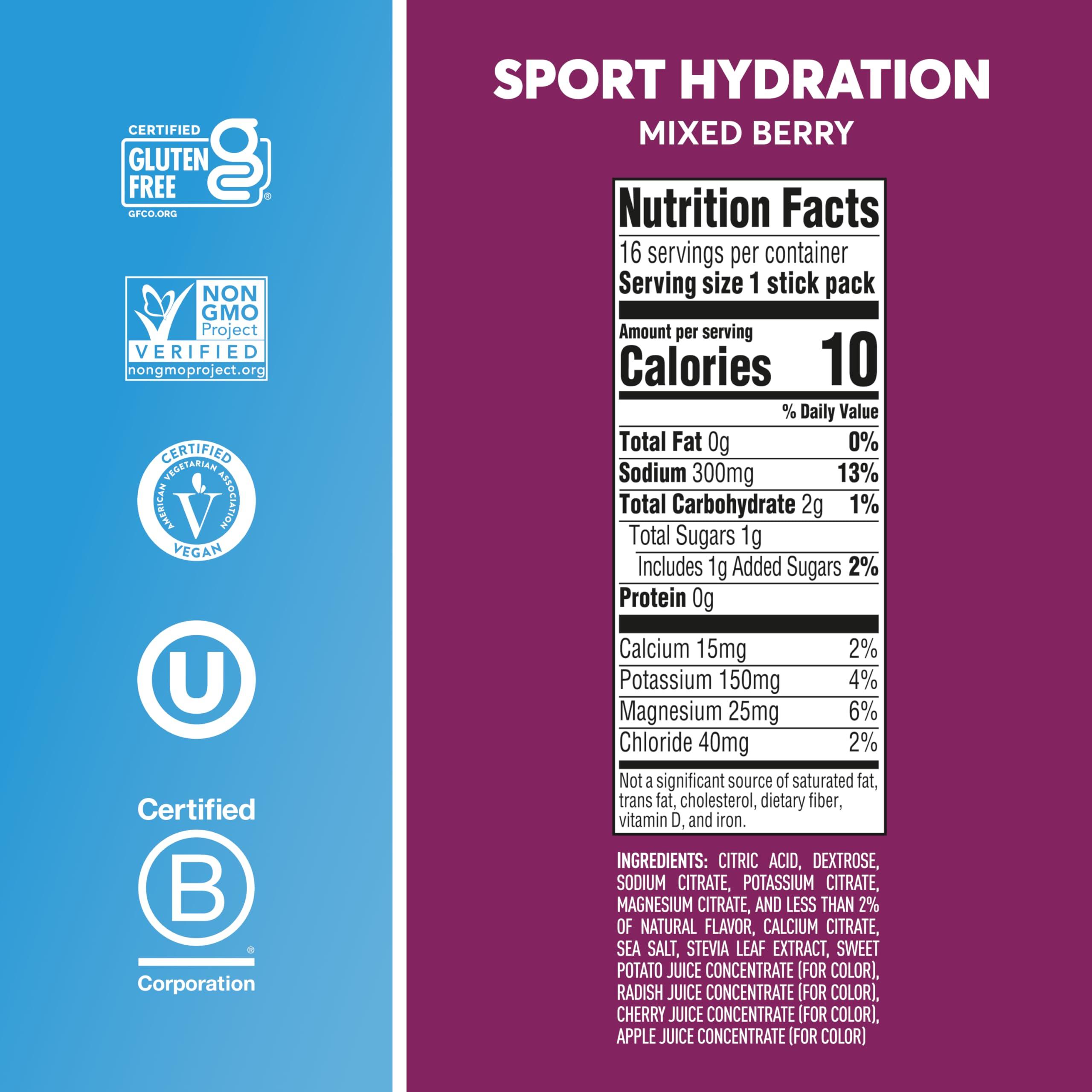 Nuun Nuun Sport Electrolyte Powder Packets - Mixed Berry Flavor | 5 Essential Electrolytes for Hydration | Easy Open Drink Mix with Magnesium | 1g Sugar | Non GMO, Vegan | 16 Single Serving Sticks
