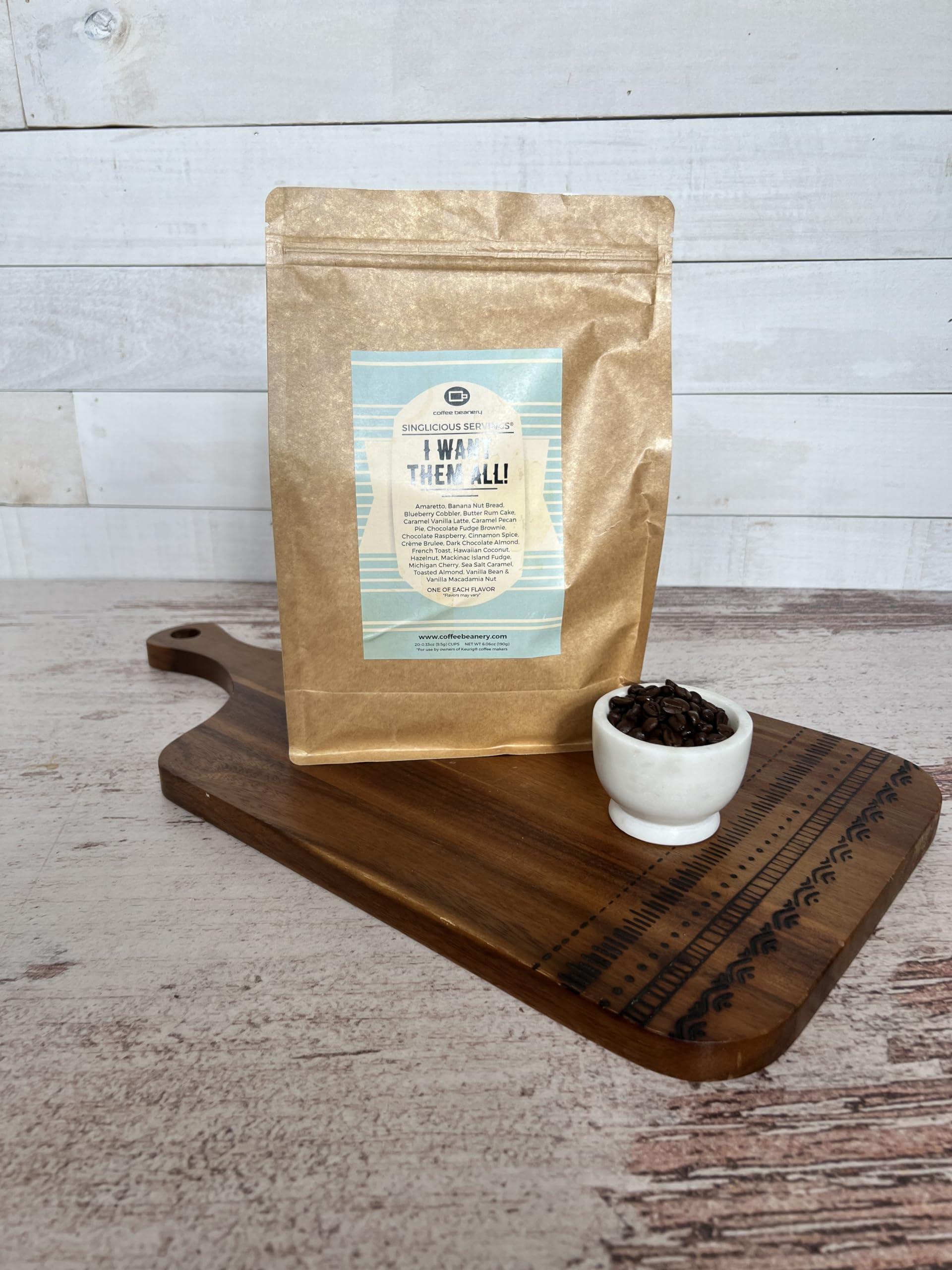 Coffee Beanery I Want Them All Coffee Pod Variety Pack of Coffee Pods by Coffee Beanery | 20ct Flavored Coffee Pods Medium Roast Coffee Pods| 100% Specialty Arabica Coffee| Gourmet Coffee Pods