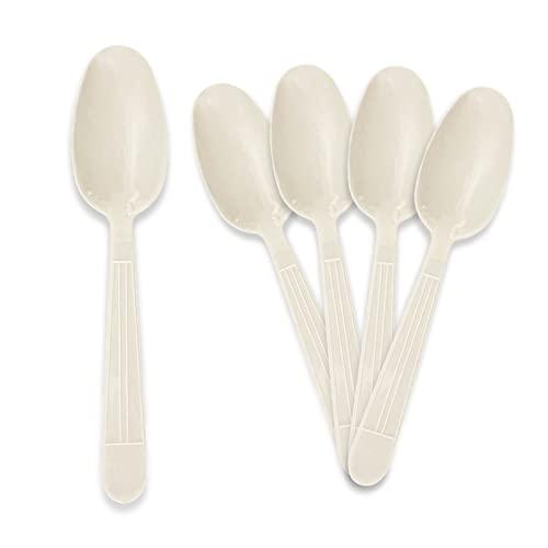 PAMI PAMI Heavy Weight Disposable Plastic Teaspoons [1000-Pack] - Bulk White Plastic Silverware For Parties, Weddings, Catering Food Stands, Takeaway Orders & More- Heavy-Duty Single-Use Partyware Spoons