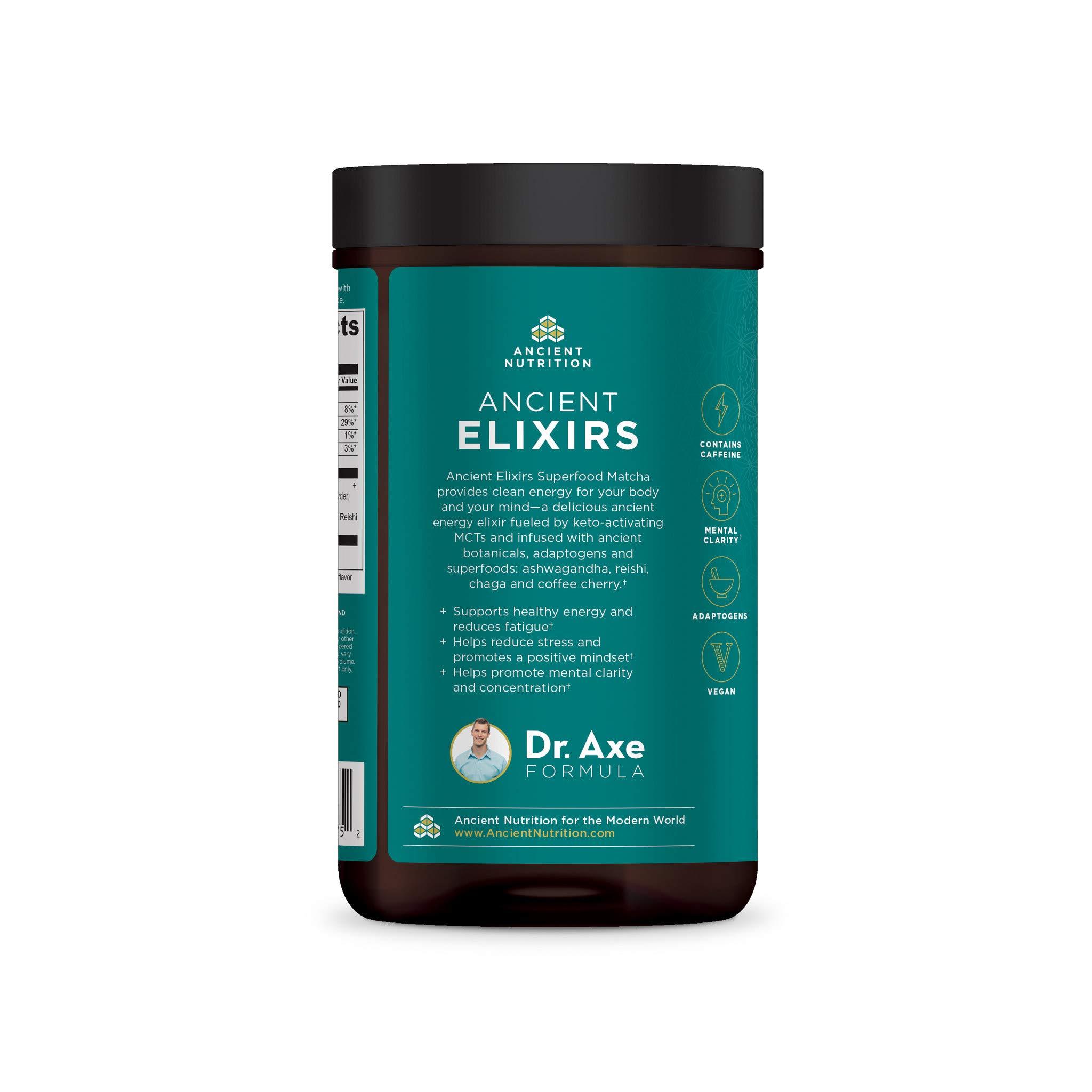 Ancient Nutrition Matcha Green Tea Powder with Ashwagandha by Ancient Nutrition, Ancient Elixirs Superfood Matcha Energy Powder, with MCTs, Promotes Healthy Energy Levels, Paleo and Keto Friendly, 20 Servings