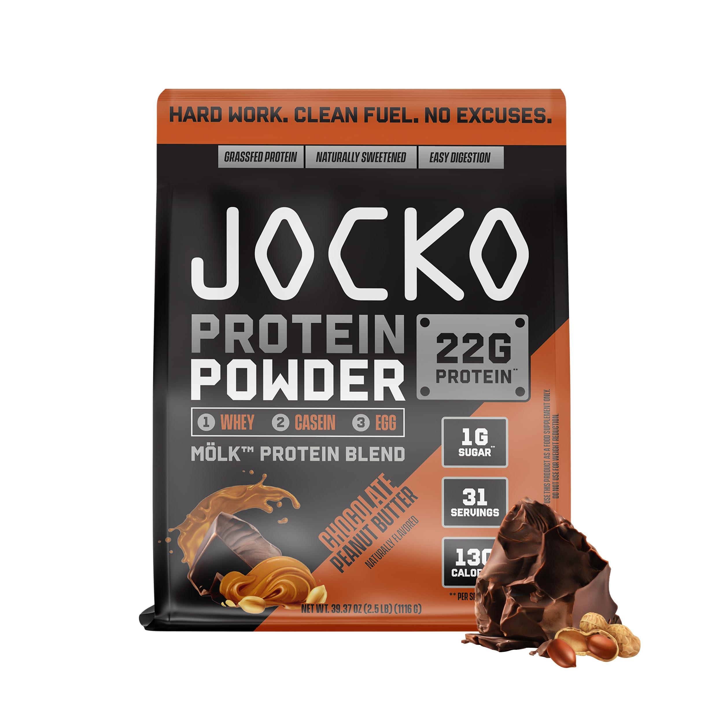 Jocko Fuel Jocko Mlk Whey Protein Powder 22g Low Sugar Monk Fruit Blend - Muscle Recovery & Growth, Packaging May Vary (31 Servings, Chocolate Peanut Butter)