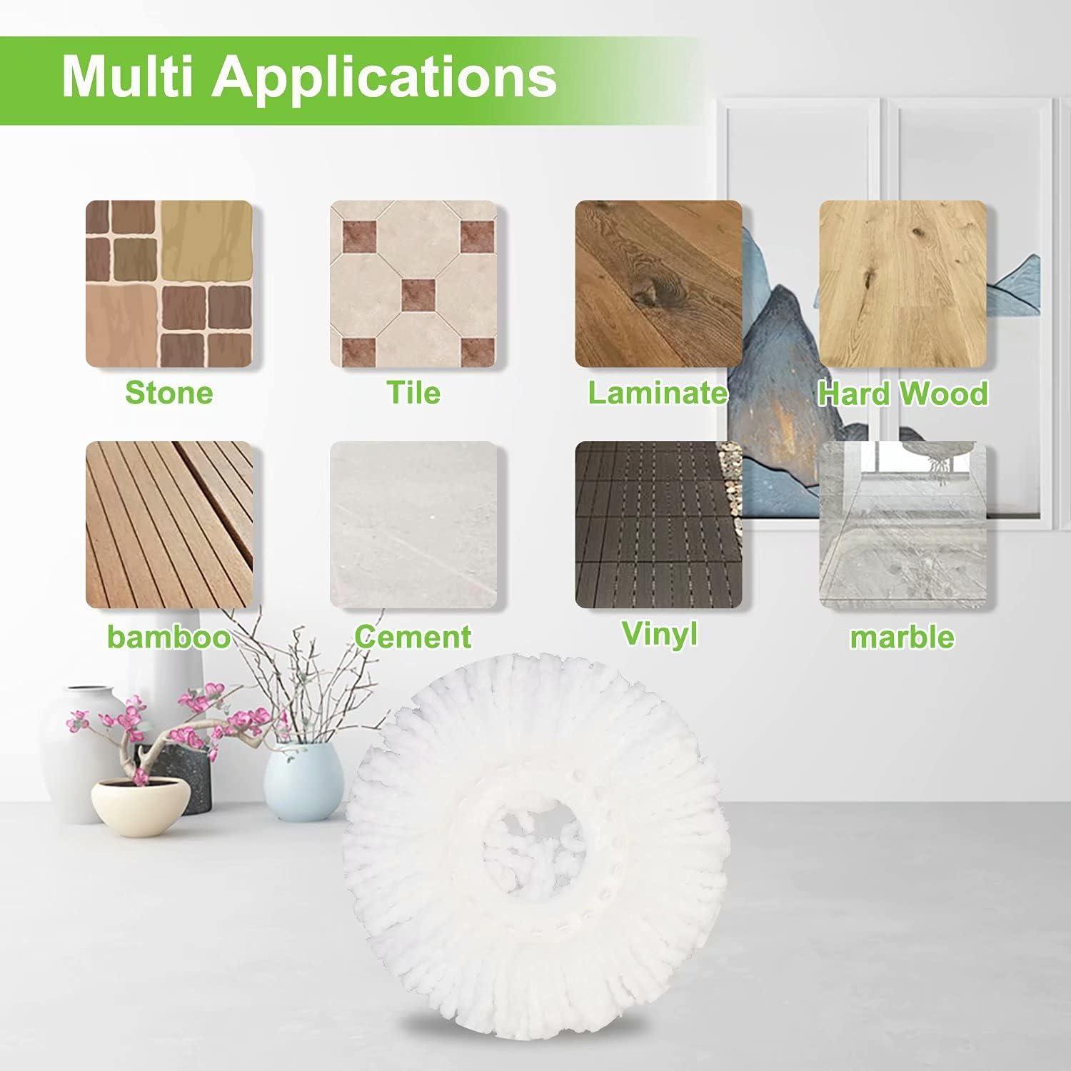 ANBOO Mop Head for Hurricane Spin Mop Microfiber Mop Head for 360°Spin Magic Mop Refills Round Standard Size Mop Pads 4 Packs