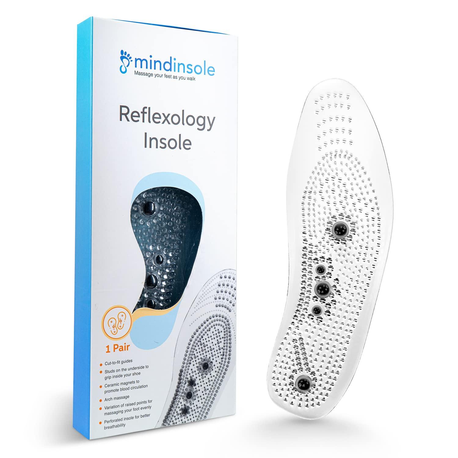 MINDINSOLE MindInSole Acupressure Magnetic Massage Foot Therapy Reflexology Pain Relief Shoe Insoles 1 Pair Washable One Size Fits All Men and Women