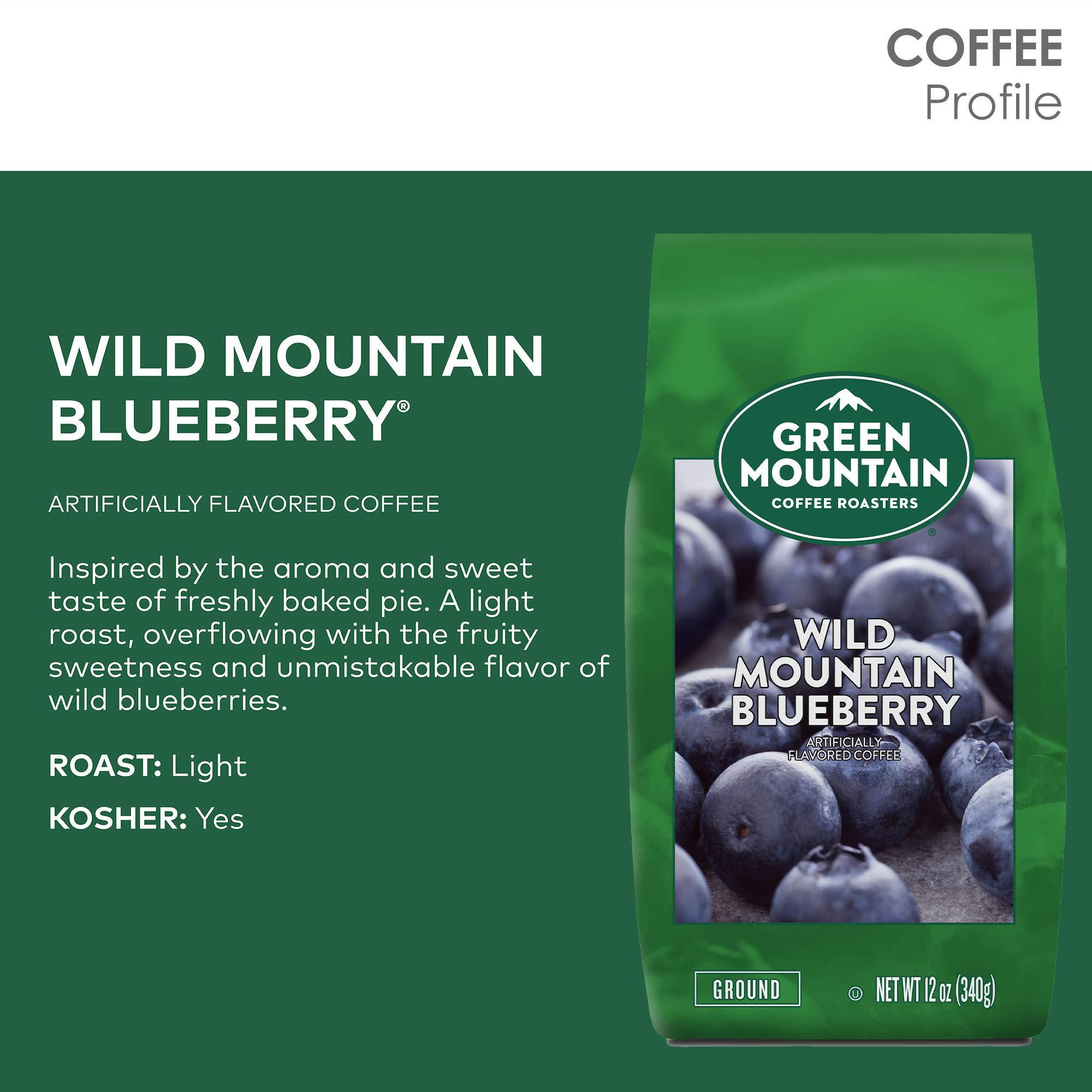 Green Mountain Coffee Roasters Green Mountain Coffee Roasters Wild Mountain Blueberry, Ground Coffee, Flavored Light Roast, Bagged 12 Oz, 1 Count (Pack of 2)