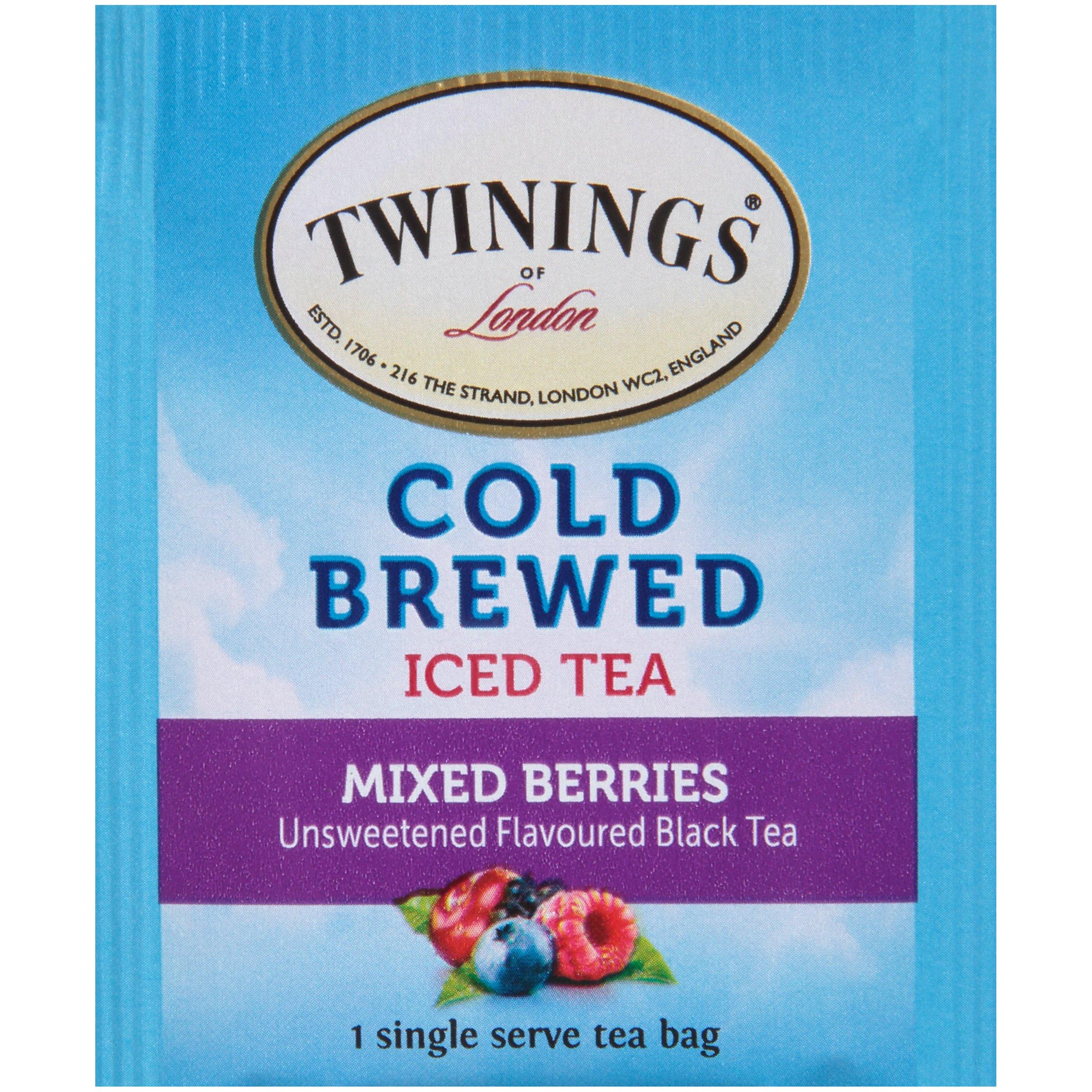 Twinings Twinings Mixed Berries Cold Brewed Iced Tea Bags, 20 Count (Pack of 6), Unsweetened Flavoured Black Tea, Caffeinated