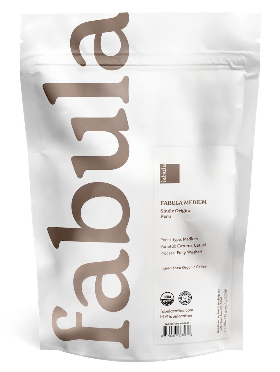 Fabula Fabula Organic Whole Bean Coffee - Medium and Decaf Medium - 2 Bag Bundle