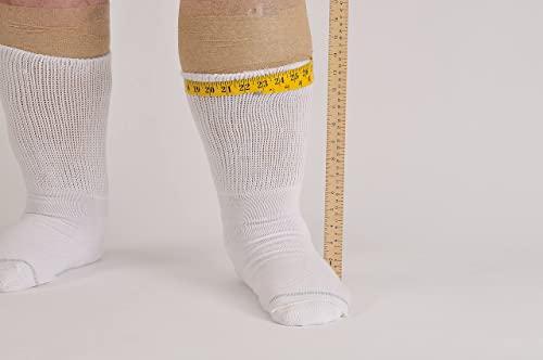Extra-Wide Sock Company Extra Wide Medical Mid Calf Crew (Pack of 3), Diabetic Socks, Made in USA, for Men and Women (Large, Black)
