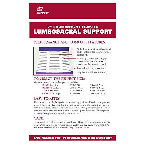 OTC OTC Lumbosacral Support, 7-inch Lower Back, Lightweight Compression, Elastic, White, Large