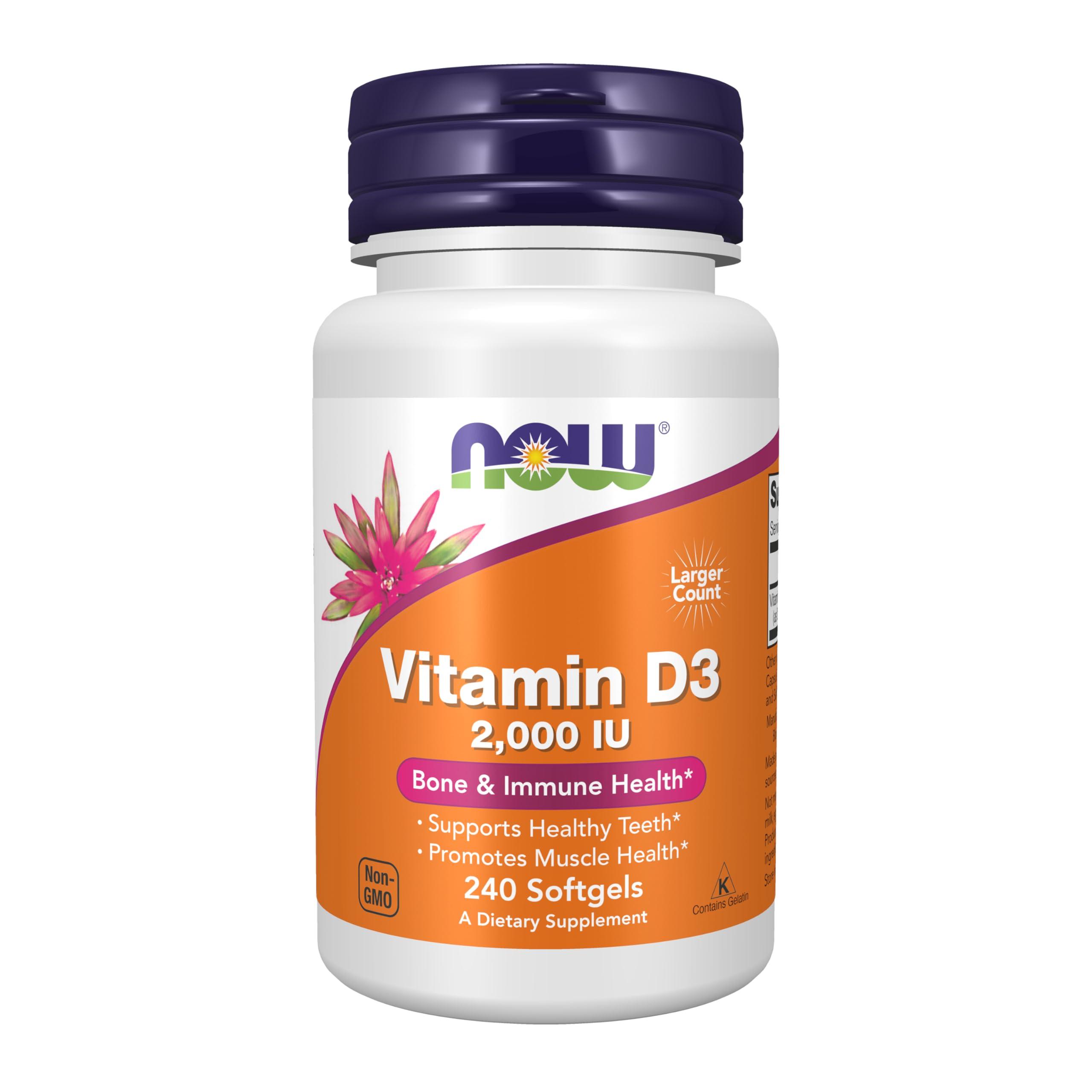 NOW Foods NOW Foods Supplements, Vitamin D-3 2,000 IU, High Potency, Structural Support*, 240 Softgels