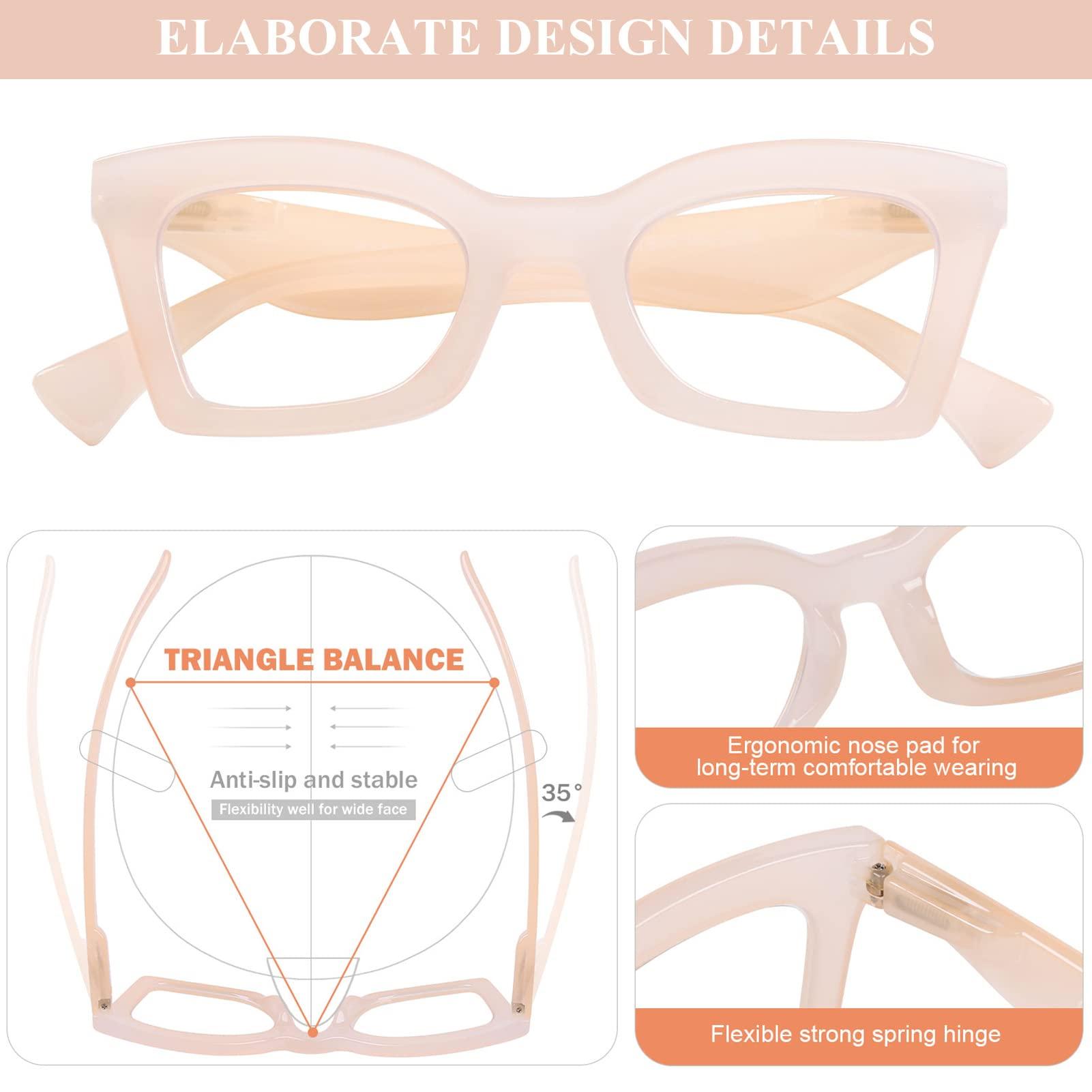 AQWANO AQWANO Reading Glasses Women 1.0 Stylish Fashion Oversized Designer Readers, Computer Blue Light Blocking magnifying Eyeglasses