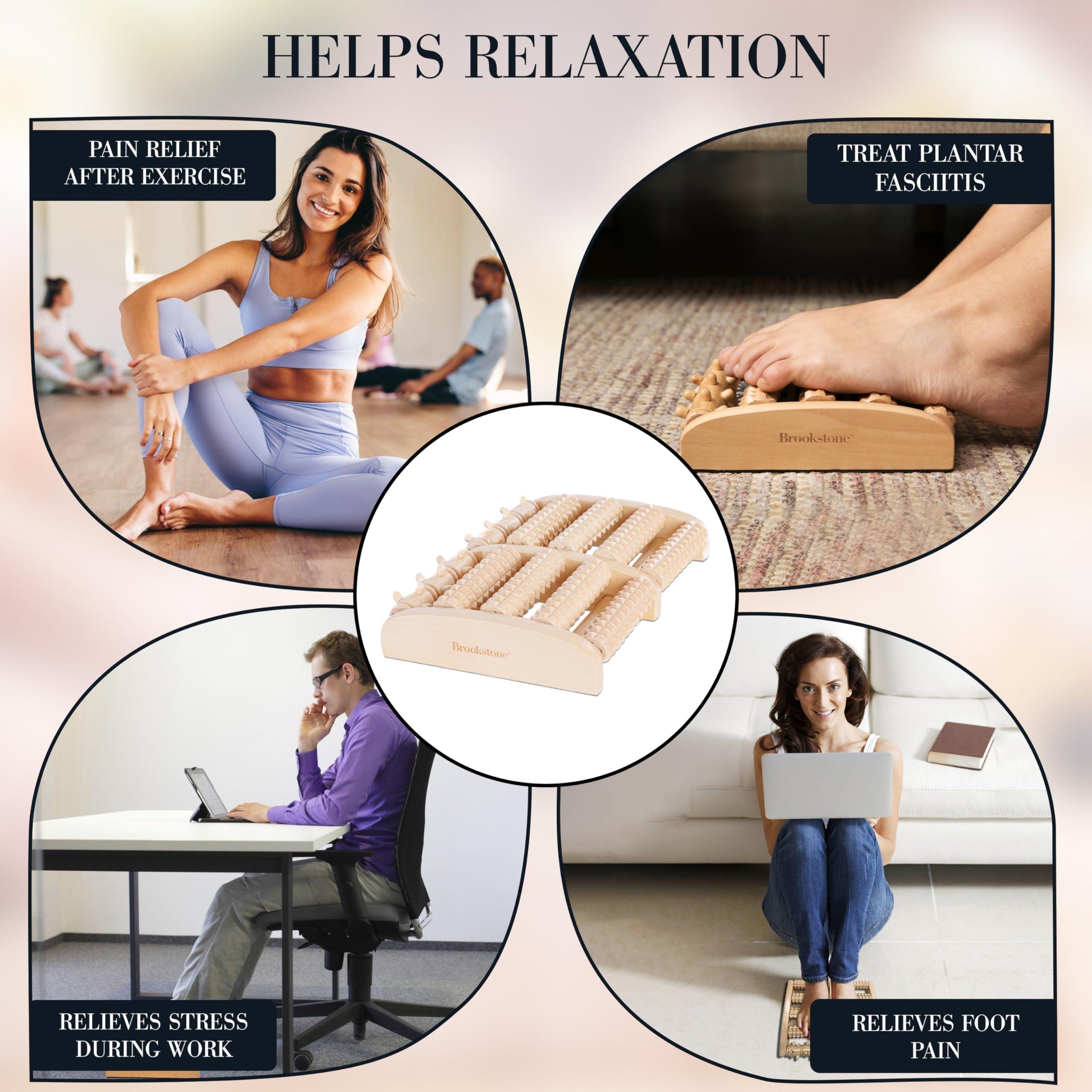Brookstone Brookstone Foot Roller Massager for Plantar Fasciitis Relief - Wooden Foot Massage Roller for Feet - Stimulate Reflexes & Relieve Stress - Wide Feet Massager Useful Gift for Elderly, Mom Dad (Oak)