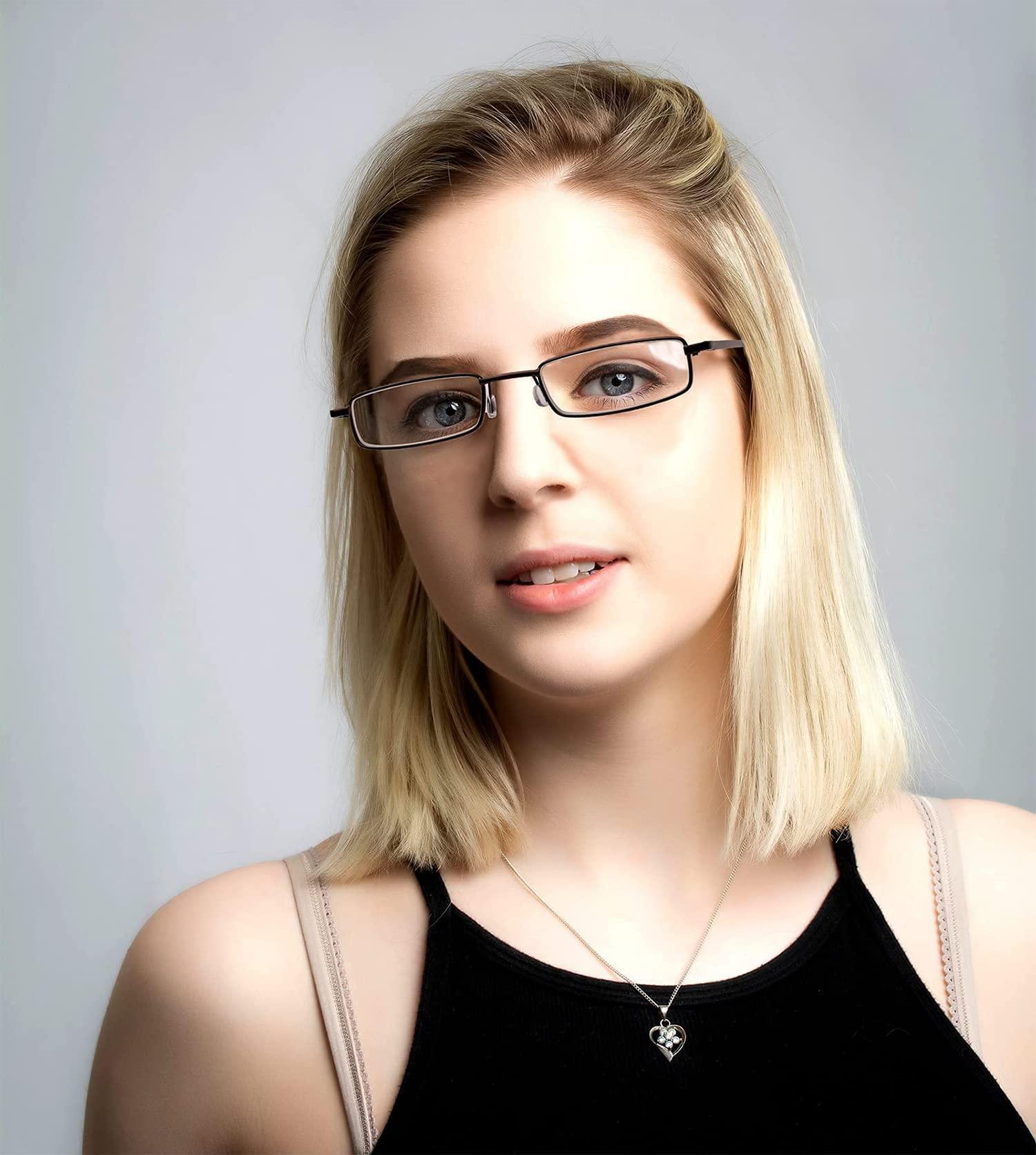 HIGHLIKE HIGHLIKE 4-Pack Slim Pocket Reading Glasses Men Women, Compact Readers Super Clear Lens, Spring Hinge Metal Frame Eyeglasses, Red Golden Blue Pink 2.5 x