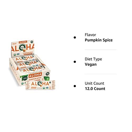 ALOHA ALOHA Organic Plant Based Protein Bars - Pumpkin Spice, Vegan, Low Sugar, Gluten-Free, Low Carb, Non-GMO, No Stevia, No Erythritol - LIMITED EDITION, 12 Count (Pack of 1)