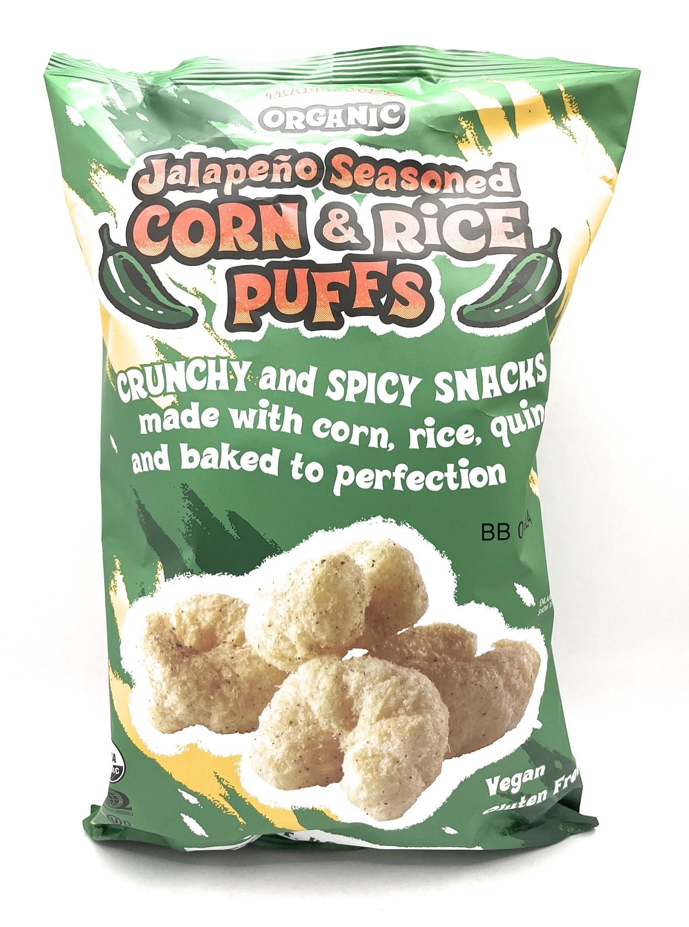 Trader Joes Jalapeno Seasoned Corn and Rice (Organic & Gluten Free) Puffs by Trader Joes 4.9 oz (139 g) - Pack of 2