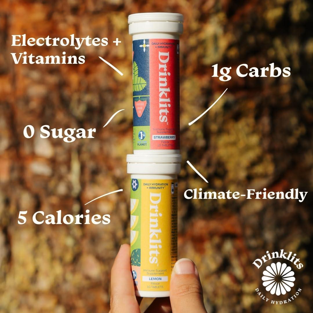 Drinklits Drinklits Lemon Daily Immune Support Tablets | 0g Sugar - Vitamin C - Electrolytes - Botanical Blend | Single Tube (10 Tablets/Servings)