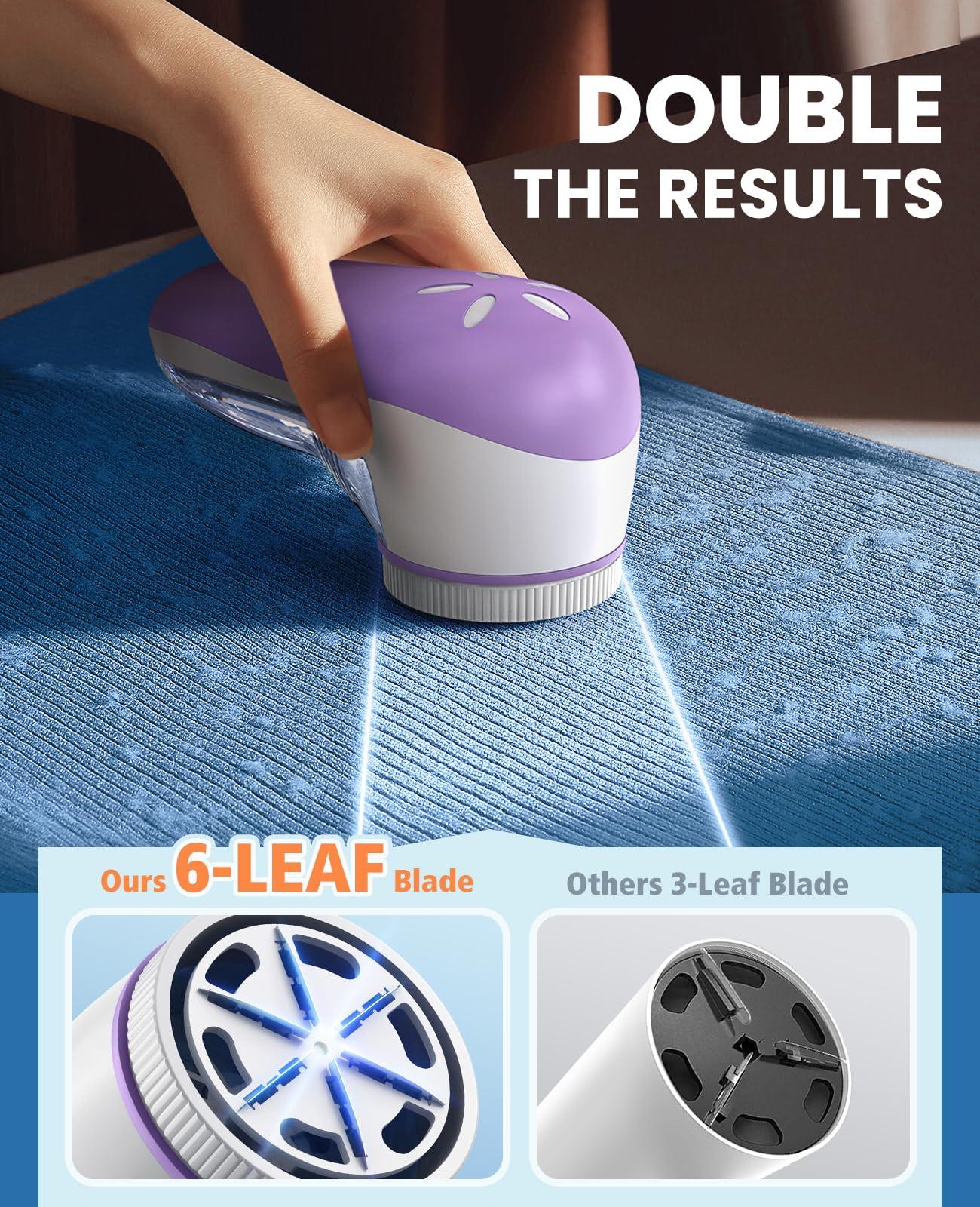 POPCHOSE POPCHOSE Fabric Shaver, Lint Remover for Clothes, Electric Lint Shaver with 6-leaf Blades, Sweater Shavers to Remove Pilling for Clothing, Couch, Furniture, Fuzz, Lint Ball, Bobbles, Violet Purple