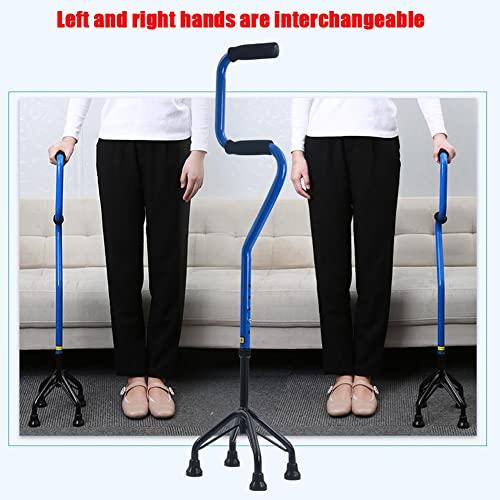 KADEUX KADEUX Adjustable Walking Stick Offset Canes, Sit to Stand Walking Cane, Lightweight Quad Cane for Seniors, Handicap, with 4-Pronged Base, Non-Slip