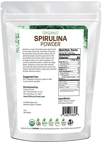 Z Natural Foods Organic Spirulina Powder - 5 lb - Amazing Blue Green Algae Superfood - Rich in Amino Acids, Vitamins, Minerals - Mix in Drinks, Smoothies, Shakes, Recipes - Raw, Vegan, Non GMO, Gluten Free
