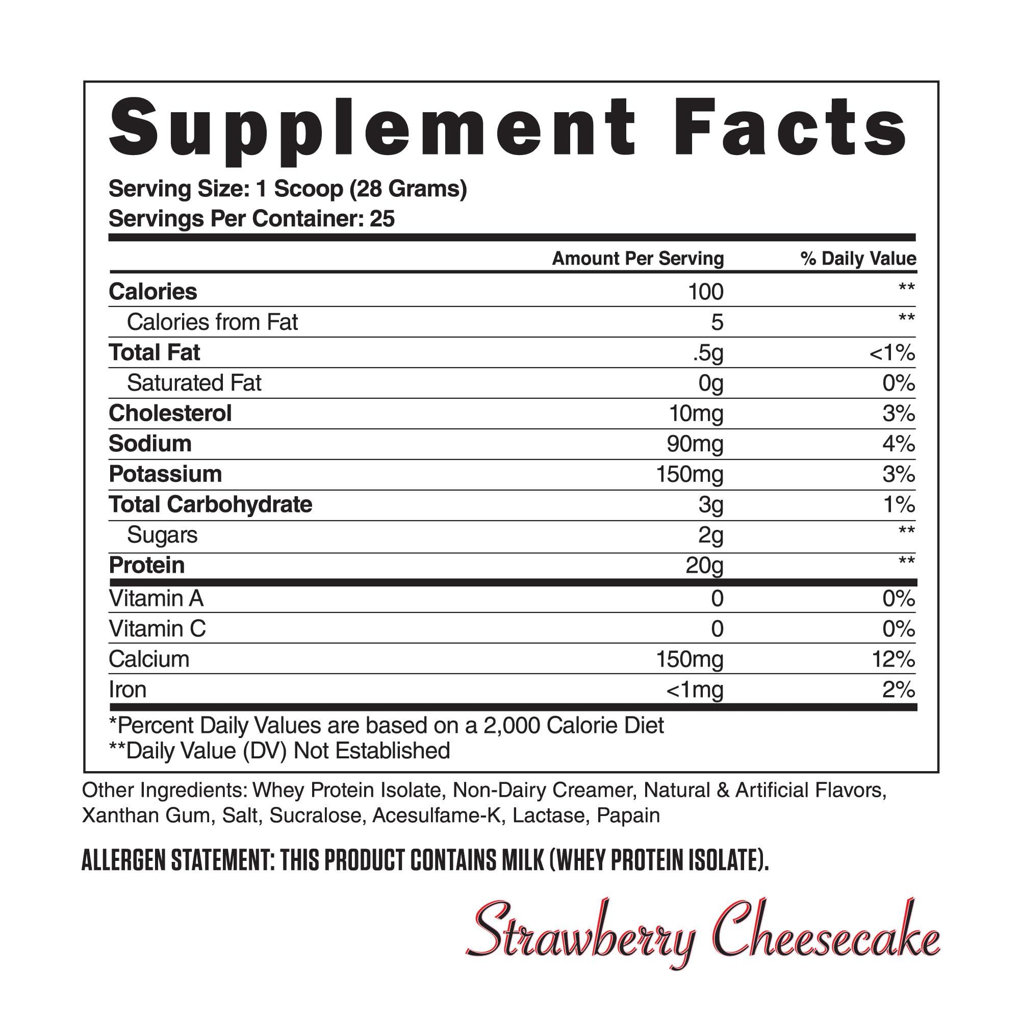Steel Supplements Steel Supplements Whey-ISO 100% Whey Isolate Protein Powder Stawberry Cheesecake, Gluten Free, Easy Digesting, Fast Absorbing, (25 Servings)