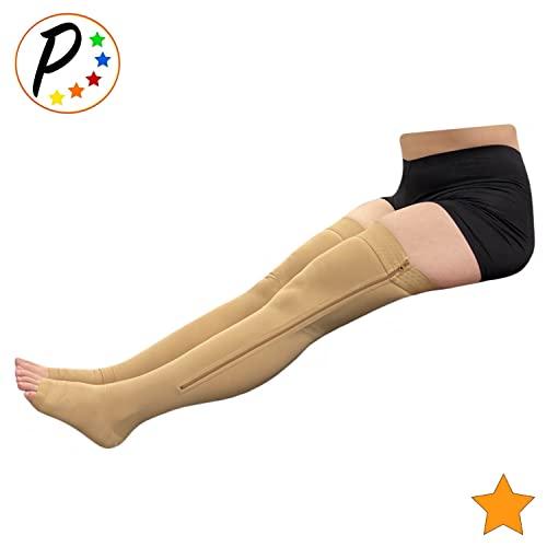 Presadee Presadee Thigh High Open Toe 15-20 mmHg Moderate Compression Leg Socks With YKK Zipper (Nude, 1)