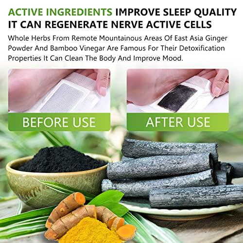 sefudun 20PCS Foot Pads, Natural Bamboo Vinegar Ginger Powder Foot Pad for Foot Care, Deep Cleansing Foot Patches, Pain Relief, Relieve Stress, Relaxation, Adhesive Sheets