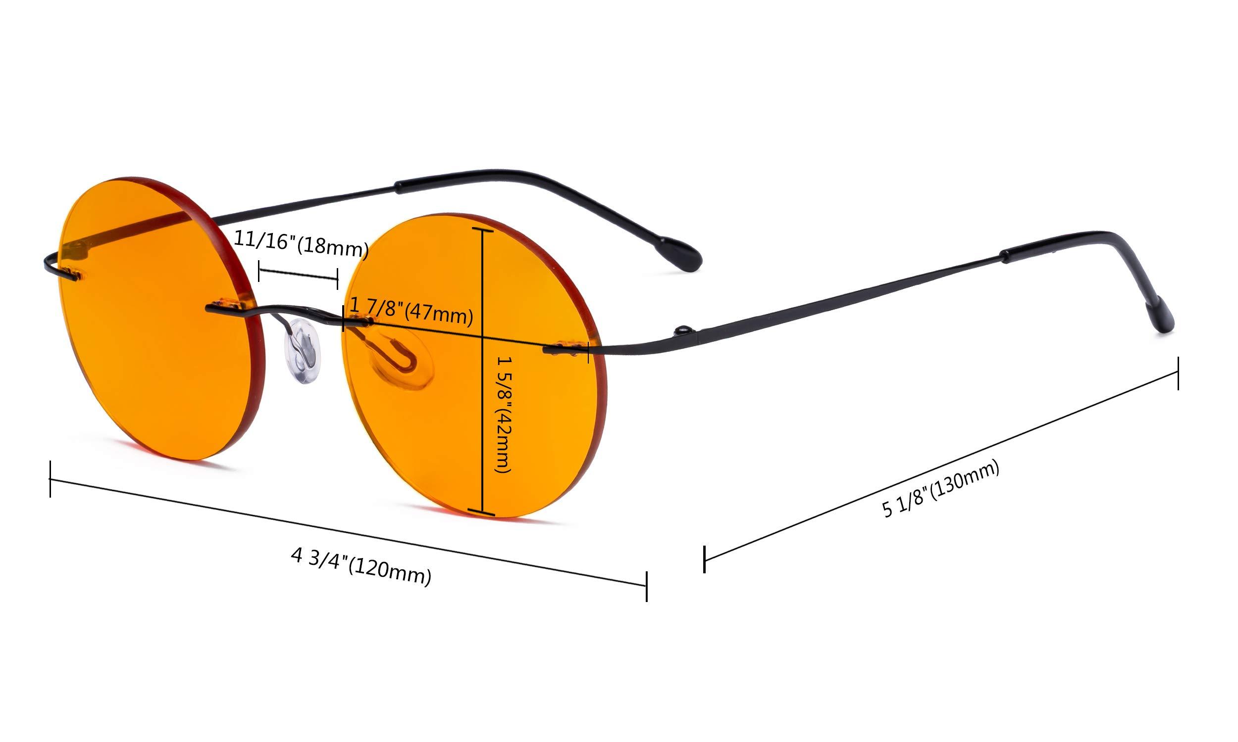Eyekepper Eyekepper Titanium Blue Light Blocking Glasses -Round Rimless Computer Readers Men Women with Orange Tinted Lens for Sleeping,Red +1.25