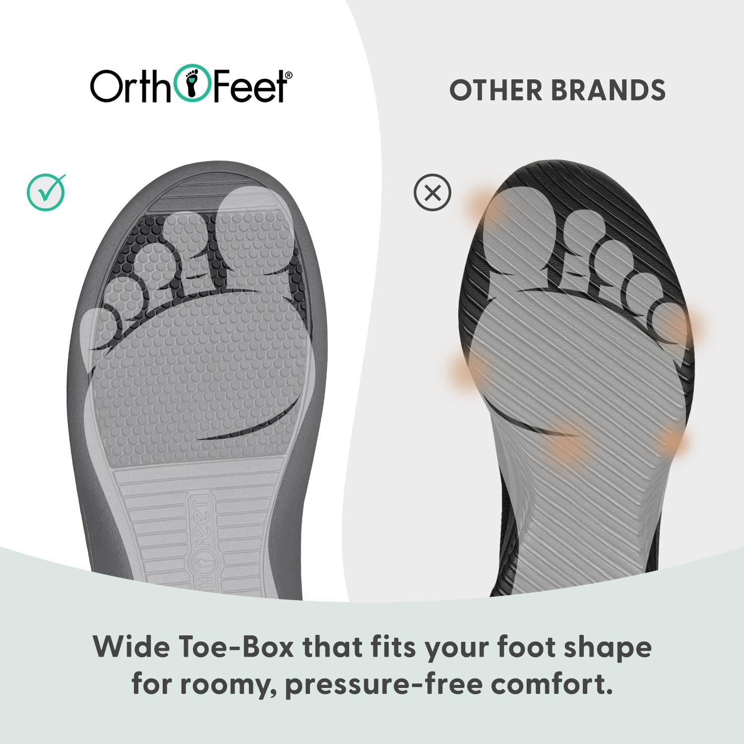 Orthofeet Orthofeet Proven Heel and Foot Pain Relief. Extended Widths. Orthopedic Diabetic Arch Support Women\'s Orthotic Sandals, Black