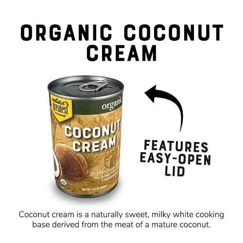 Nature\'s Greatest Foods Organic Coconut Cream by Natures Greatest Foods - 13.5 Oz - No Guar Gum, No Preservatives Gluten Free, Vegan and Kosher - 20-22% Coconut Milk Fat, Unsweetened (Pack of 12)