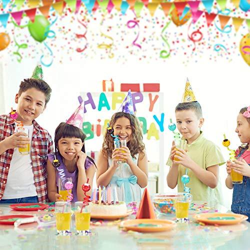 FZR Legend Donut Straws Party Favors for Donut Party Supplies,Donut Grow Up Theme Birthday with 2 Cleaning Brush (24 +2)