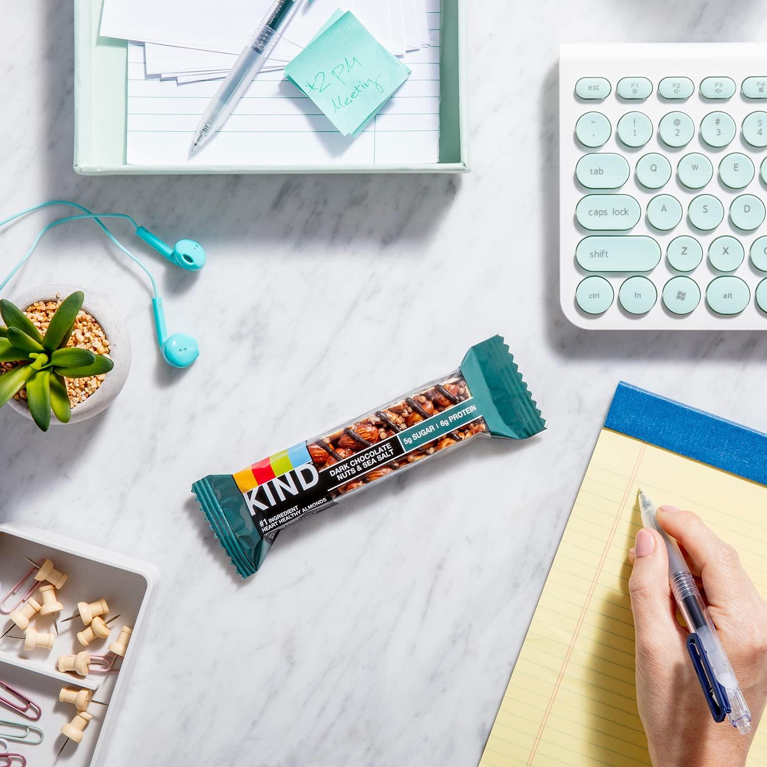 KIND KIND Nut Bars Favorites Variety Pack, Dark Chocolate Nuts and Sea Salt, Peanut Butter Dark Chocolate, Caramel Almond and Sea Salt, Up to 7g Protein, 12 Count