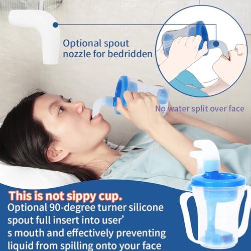 Ehucon Ehucon Dysphagia Regulating Drinking Cup for Elderly-Having Difficulty Swallowing,Dispenses 5 cc or 10 cc of Liquid Helps to Prevent Choking,Liquids Only (Blue)
