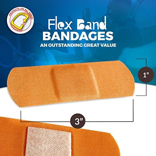 MEDca Flexible Fabric Bandages - Flex Fabric Adhesive Bandages Finger-Tip Bandages Knuckles andThumb Bandages for Finger Careand to Protect Wounds from Infection - (200 Count)