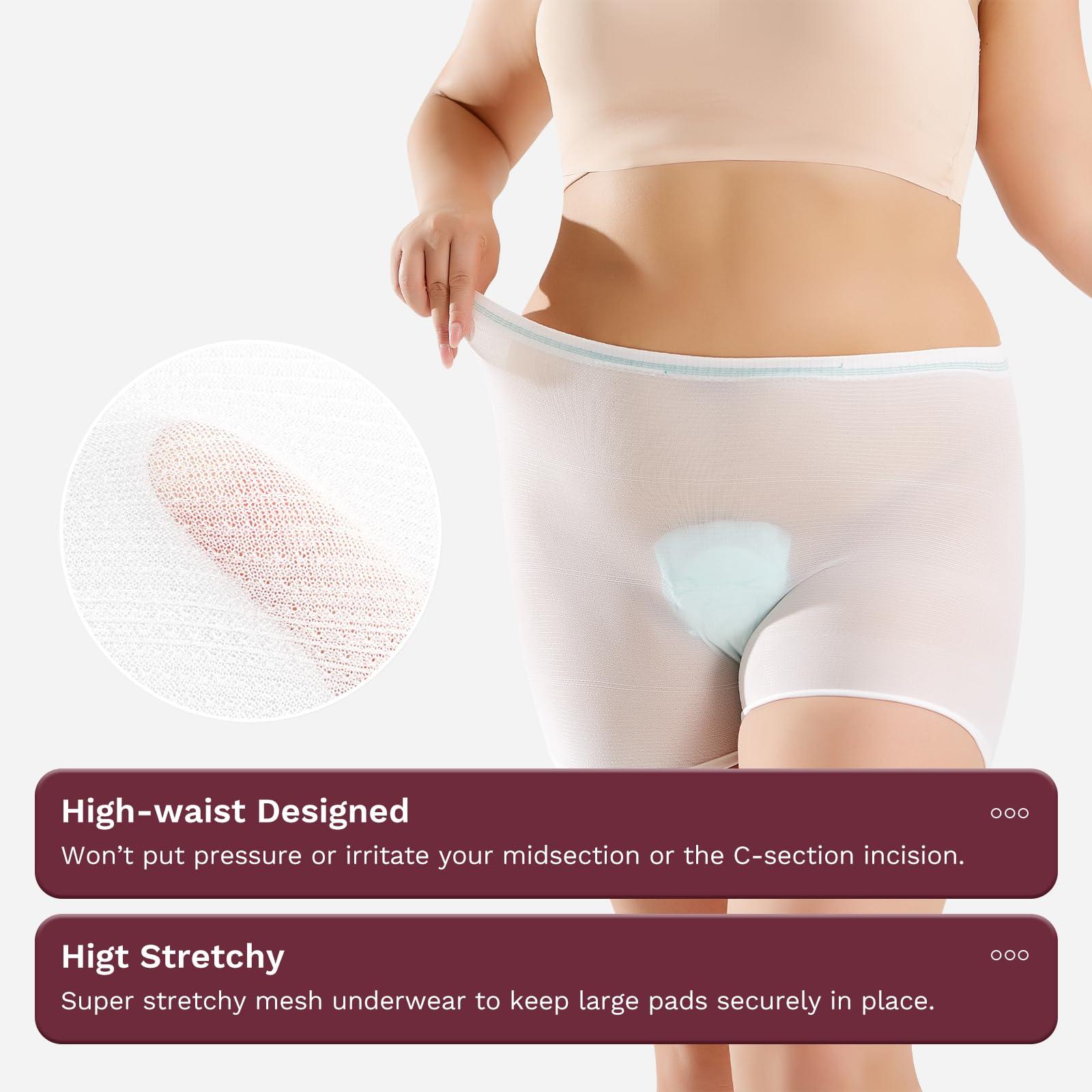 HANSILK HANSILK Mesh Postpartum Underwear 16 Counts High Waist Hospital Mesh Panties Postpartum Breathable,Delivery Post Surgical Recovery C-Section Underwear