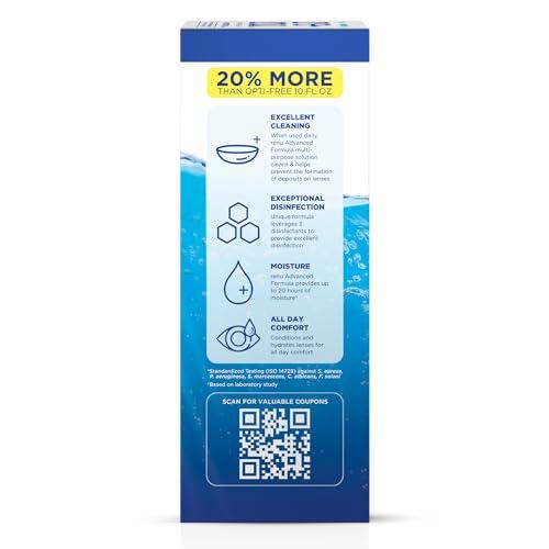 Renu Renu Contact Lens Solution Multipurpose Disinfectant, Advanced Formula Lens Cleaner, Cleans & Moisturizes Soft & Silicon Hydrogel Lenses, 12 Fl Oz